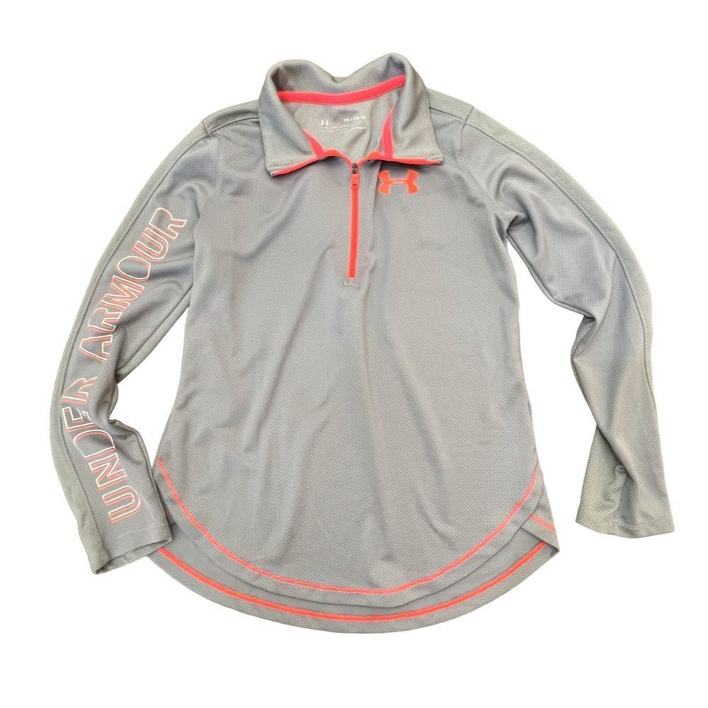Under Armour Girls Size XL Fitted HeatGear 1/4 Zip Long Sleeve Mock‎ Neck Shirt